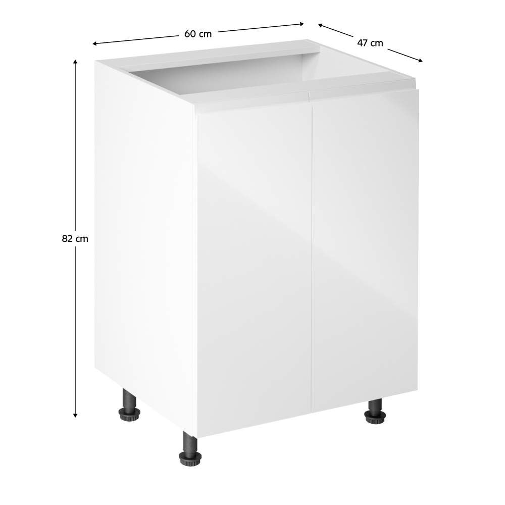 Spodní skříňka, bílá / bílá extra vysoký lesk, AURORA D602F