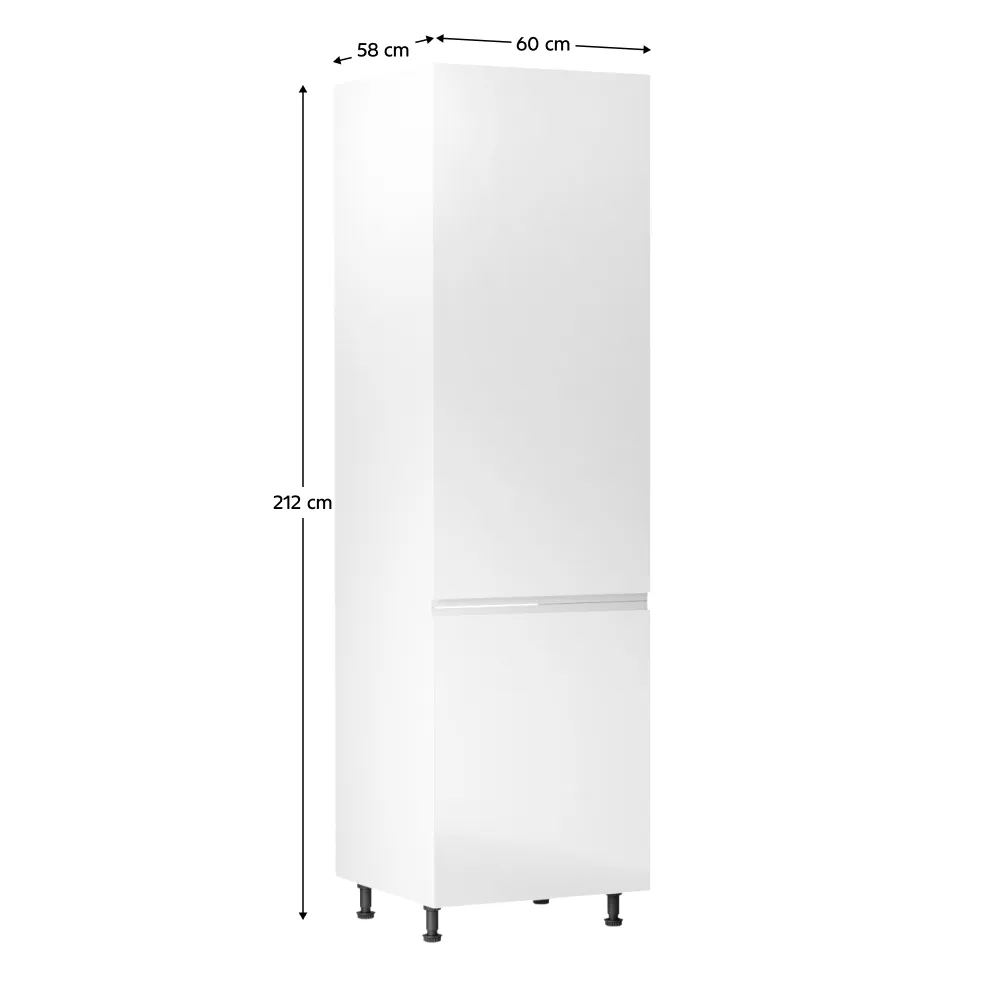 Skříňka na lednici, bílá / bílá extra vysoký lesk, pravá, AURORA D60ZL