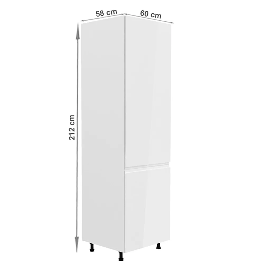 Skříňka na lednici, bílá / bílá extra vysoký lesk, pravá, AURORA D60ZL