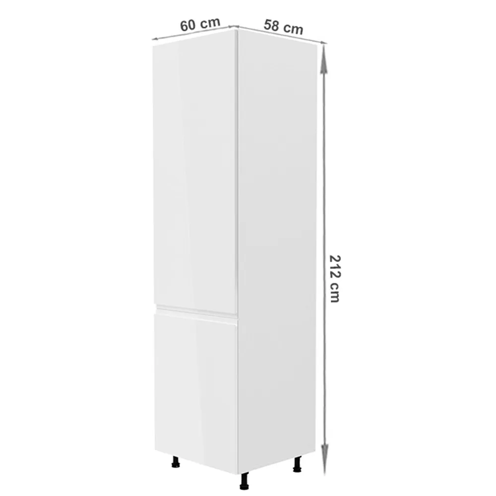 Skříňka na lednici, bílá / bílá extra vysoký lesk, levá, AURORA D60ZL