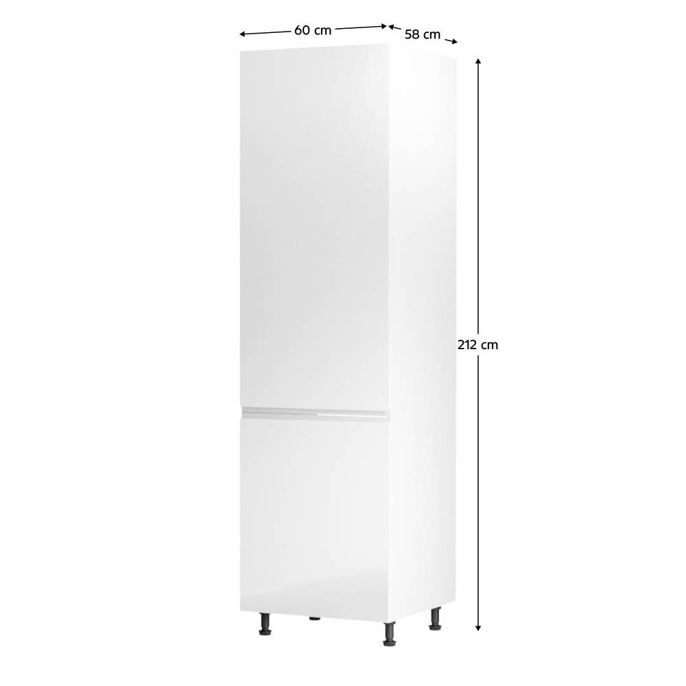Skříňka na lednici, bílá / bílá extra vysoký lesk, levá, AURORA D60ZL