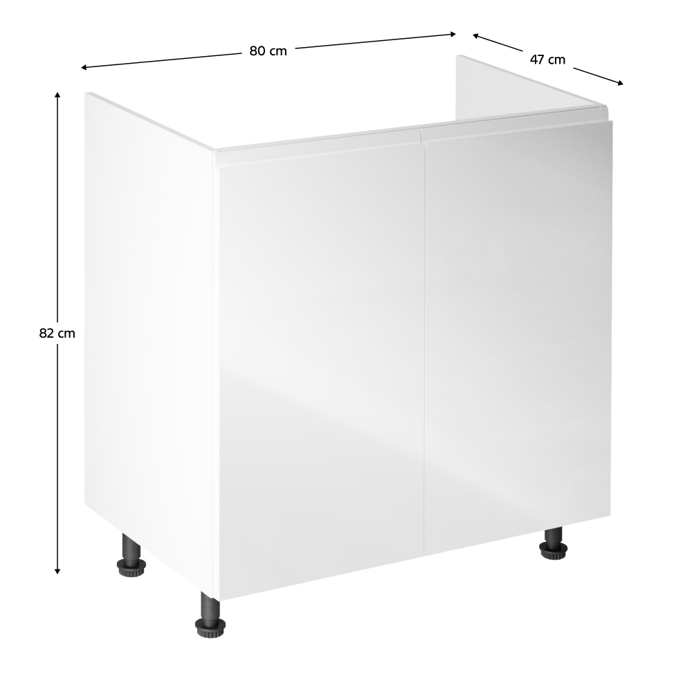 Dřezová skříňka, bílá / bílá extra vysoký lesk, AURORA D80Z