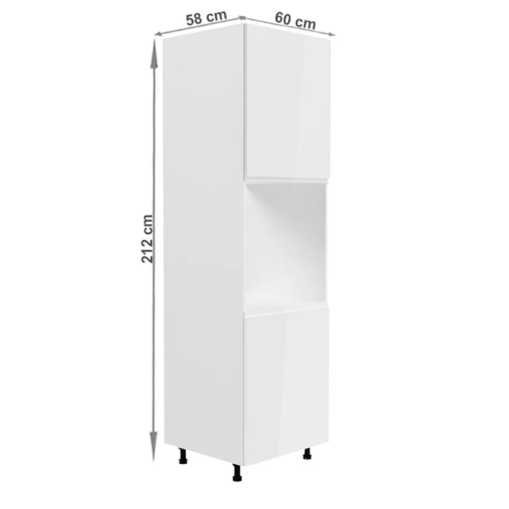 Potravinová skříňka, bílá / bílá extra vysoký lesk,  pravá, AURORA D60P