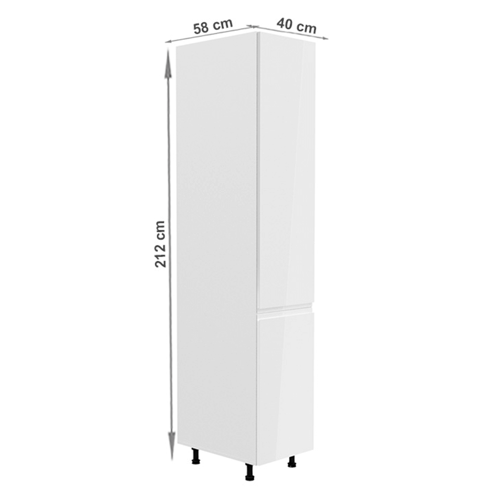 Potravinová skříňka, bílá / bílá extra vysoký lesk, pravá, AURORA D40SP