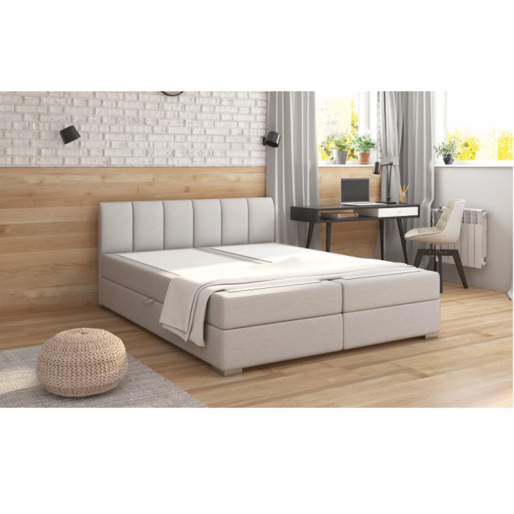 Boxspringová postel 160x200, světle šedá, RIANA KOMFORT