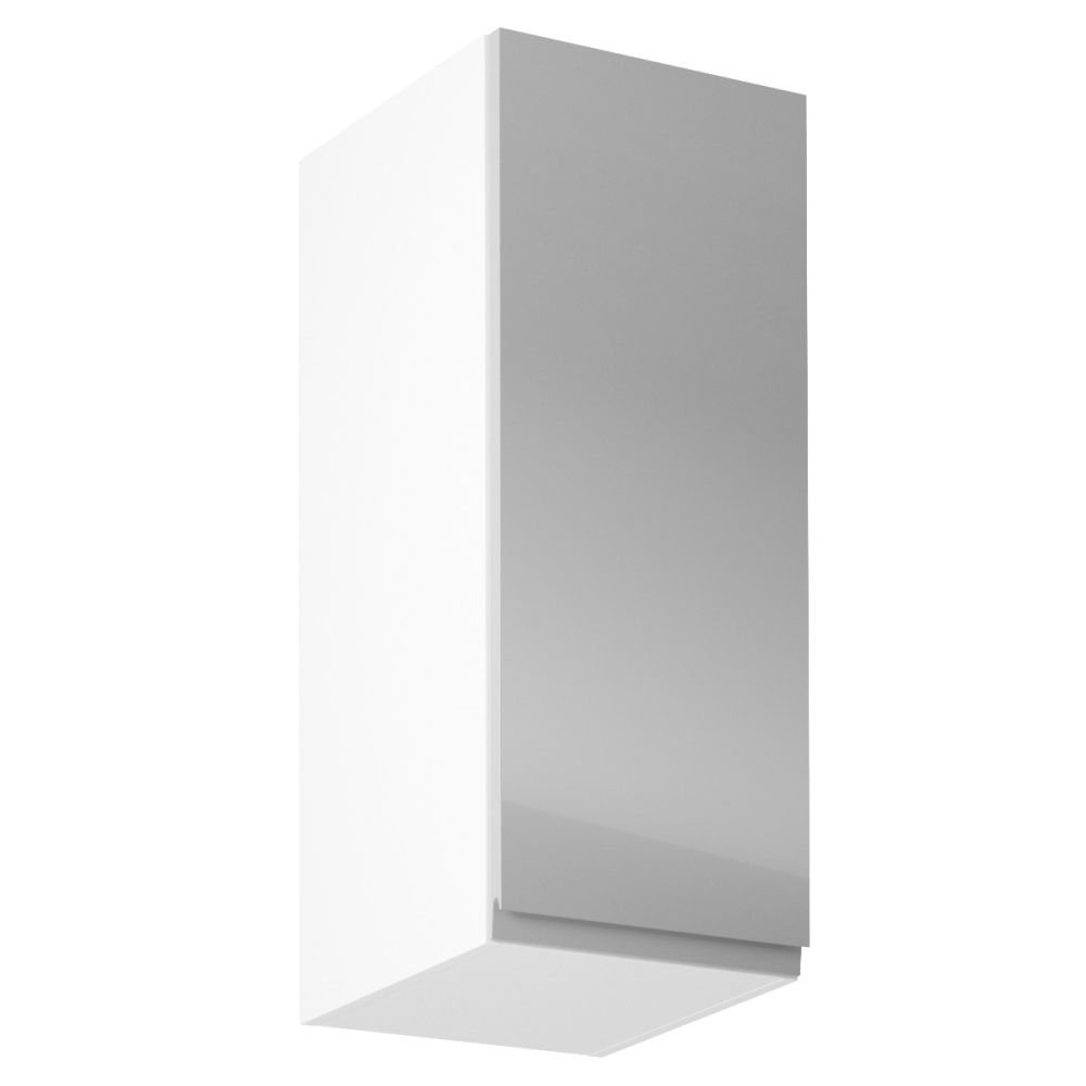 Horní skříňka, bílá / šedý extra vysoký lesk, pravá, AURORA G30