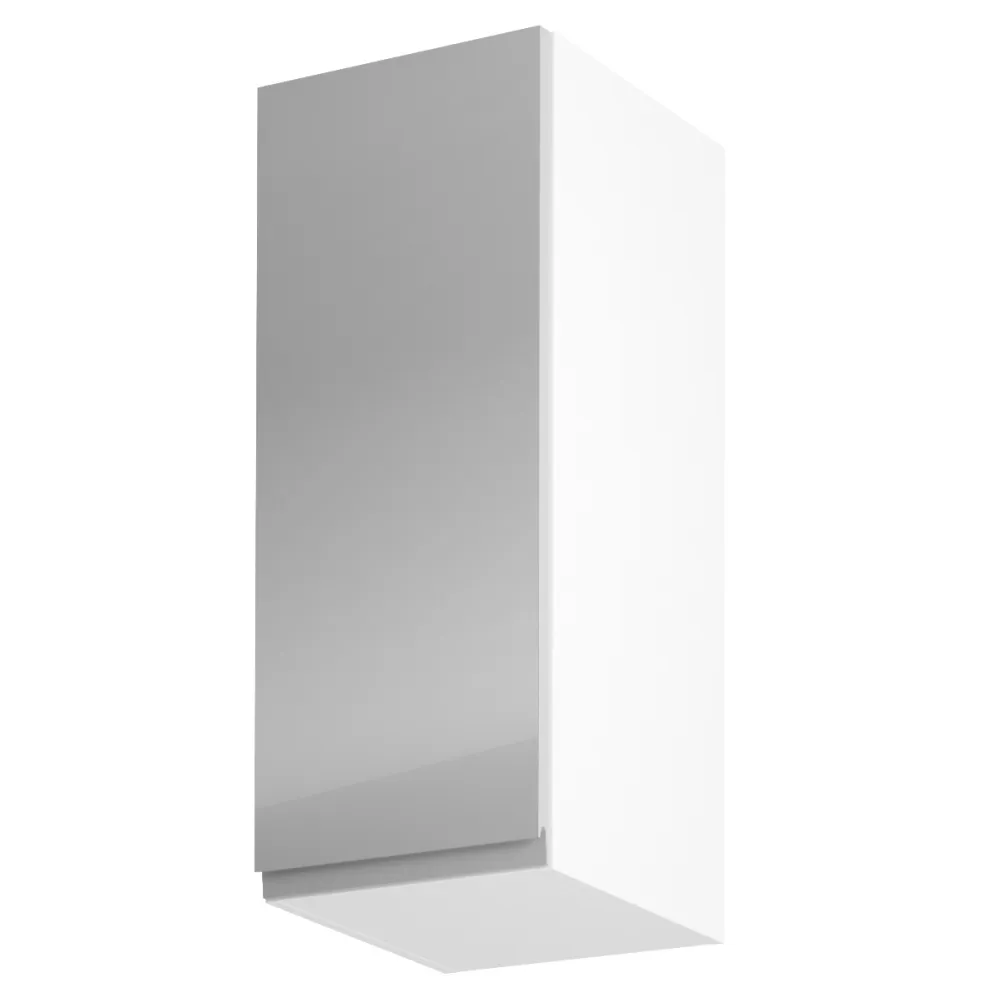 Horní skříňka, bílá / šedý extra vysoký lesk, levá, AURORA G30