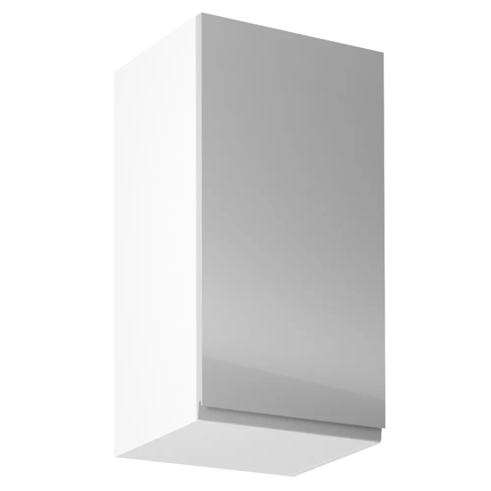 Horní skříňka, bílá / šedý extra vysoký lesk, pravá, AURORA G40