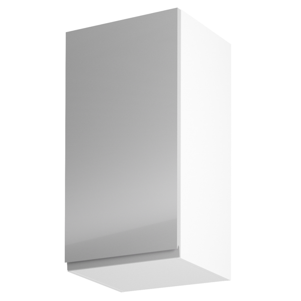 Horní skříňka, bílá / šedý extra vysoký lesk, levá, AURORA G40