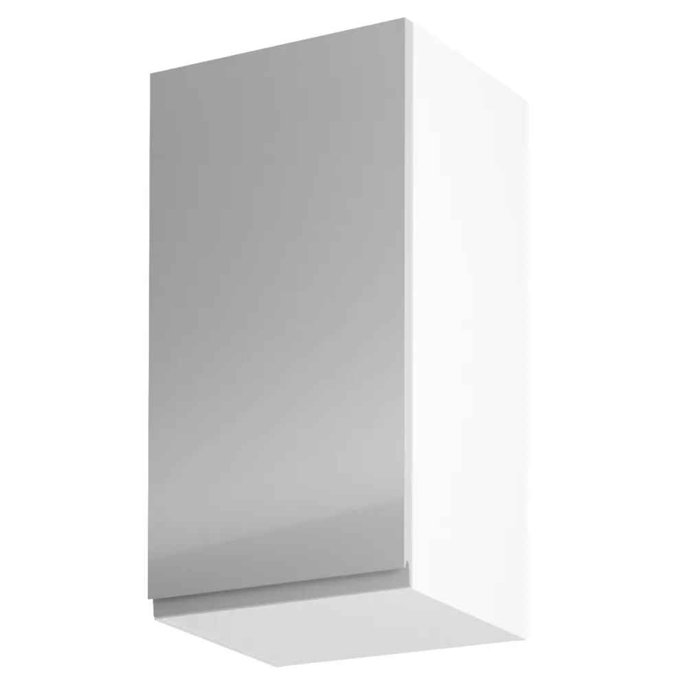Horní skříňka, bílá / šedý extra vysoký lesk, levá, AURORA G40