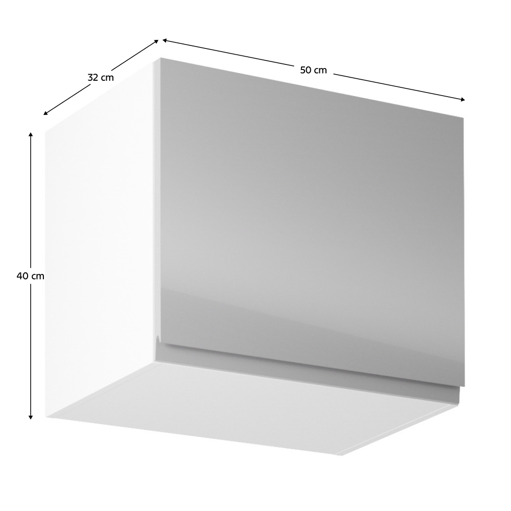 Horní skříňka, bílá / šedý extra vysoký lesk, AURORA G50K