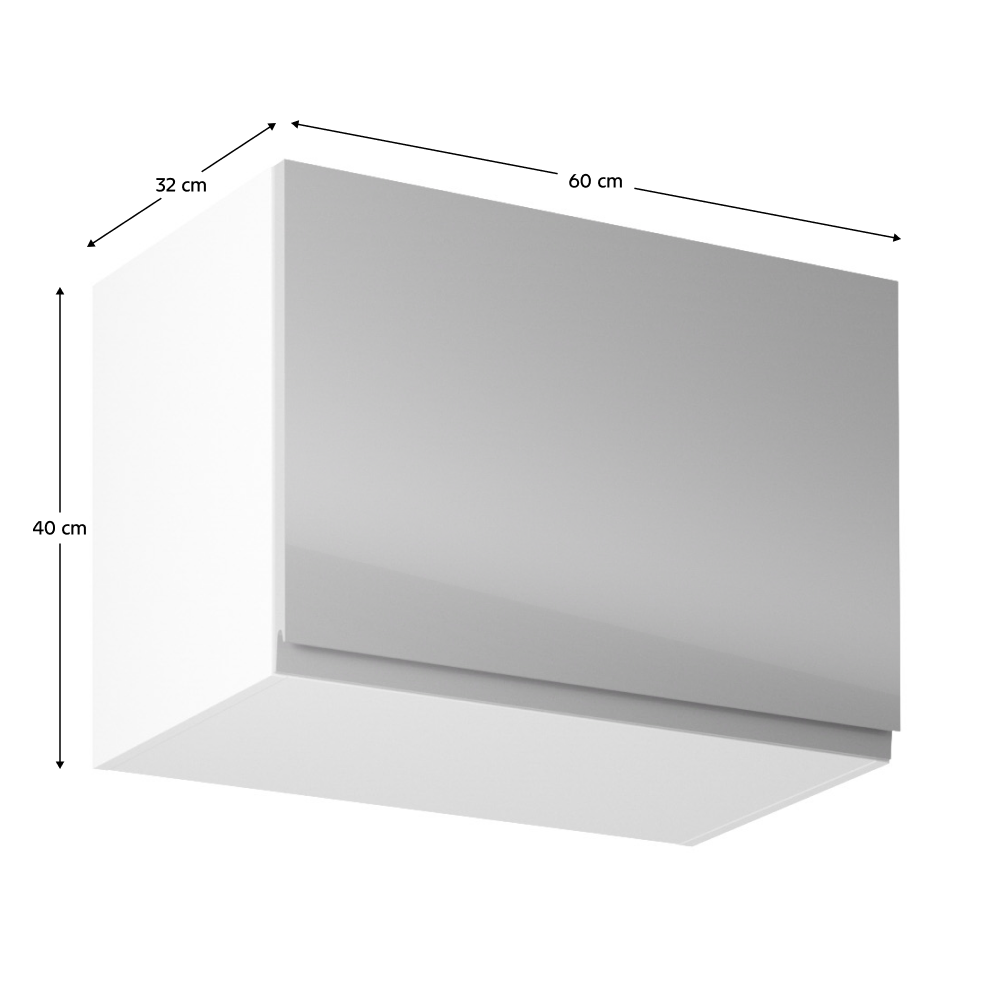 Horní skříňka, bílá / šedý extra vysoký lesk, AURORA G60K