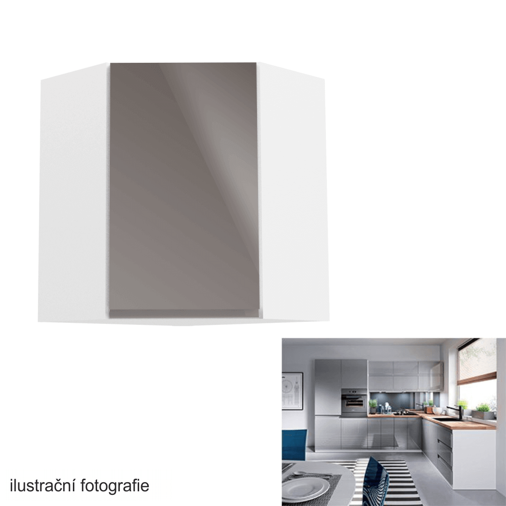 Horní skříňka, bílá / šedý extra vysoký lesk, AURORA G60N