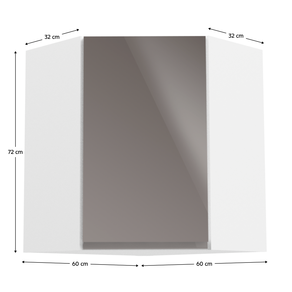 Horní skříňka, bílá / šedý extra vysoký lesk, AURORA G60N