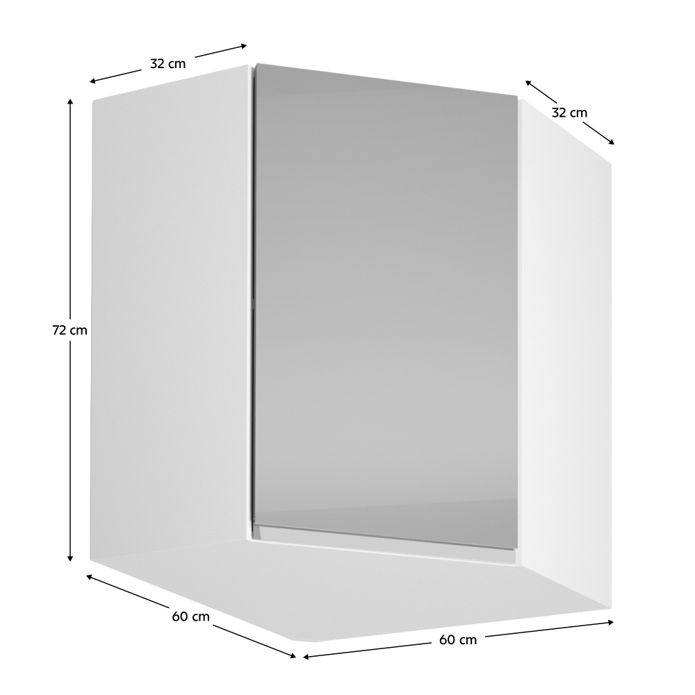 Horní skříňka, bílá / šedý extra vysoký lesk, AURORA G60N