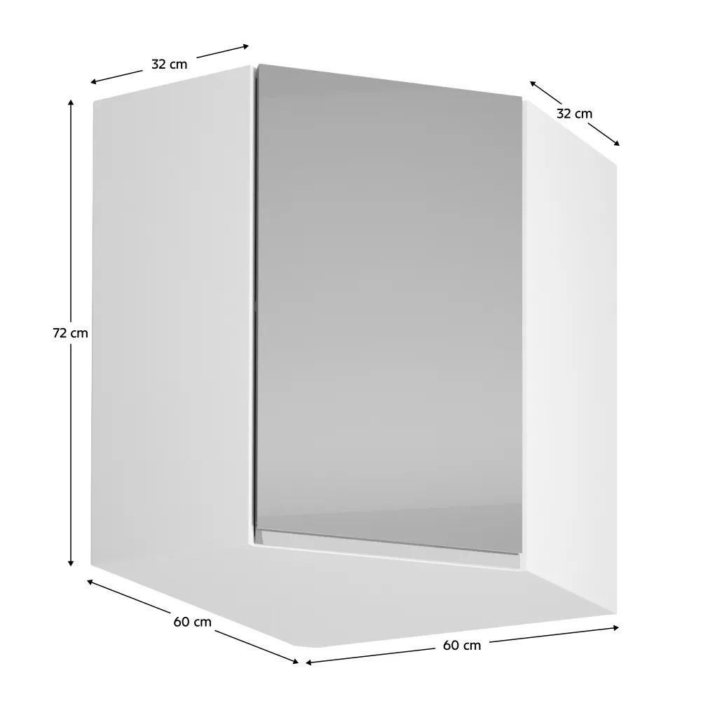 Horní skříňka, bílá / šedý extra vysoký lesk, AURORA G60N