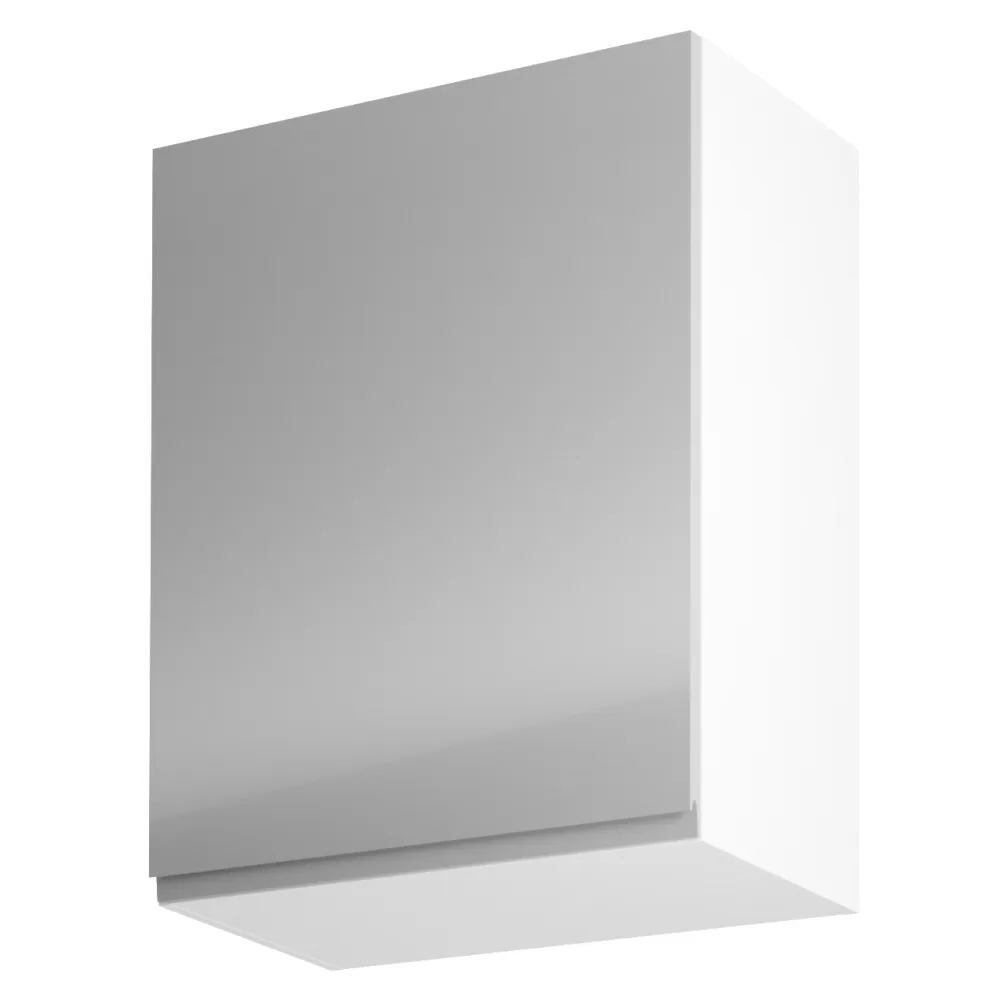 Horní skříňka, bílá / šedý extra vysoký lesk, levá, AURORA G601F