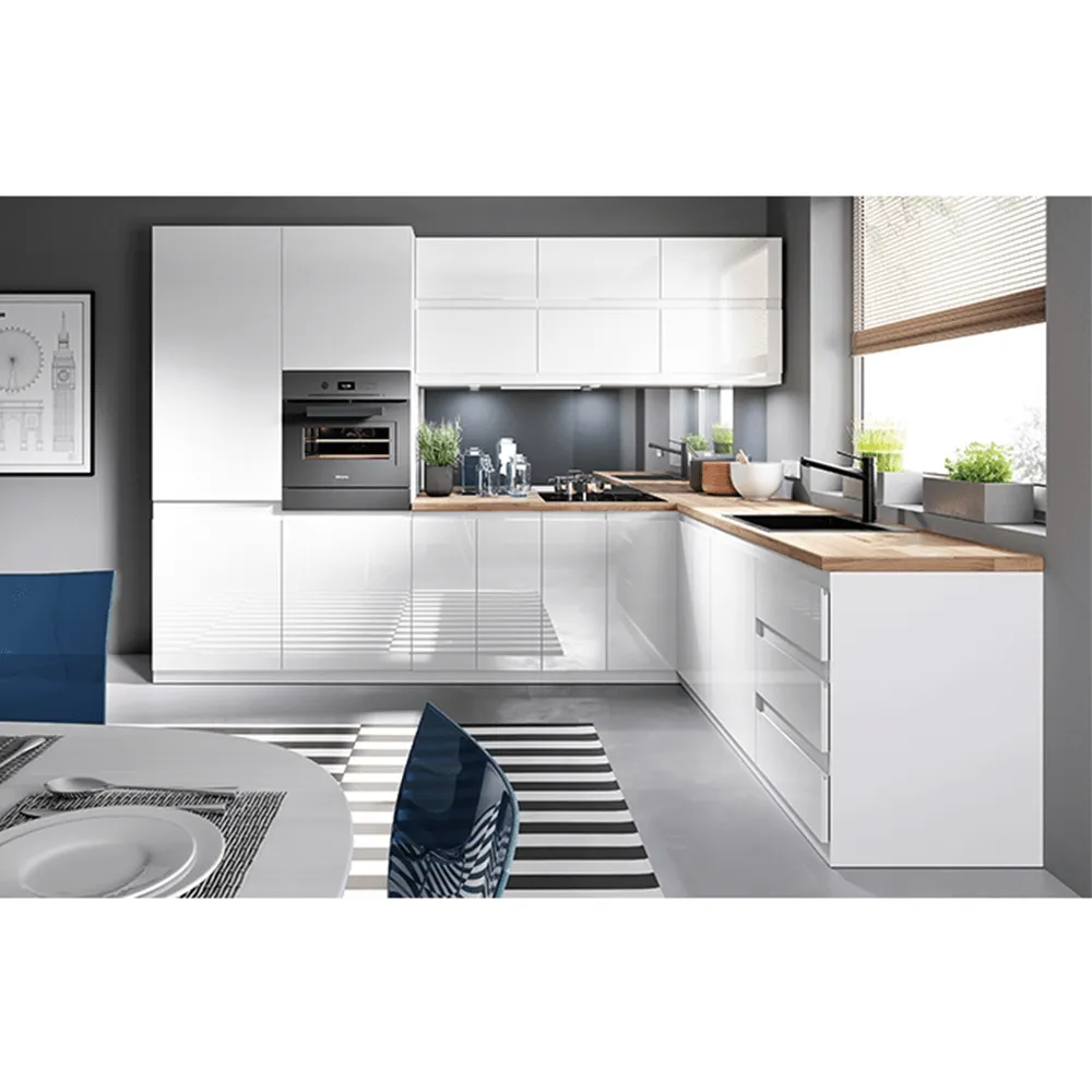 Horní skříňka, bílá / šedý extra vysoký lesk, levá, AURORA G601F