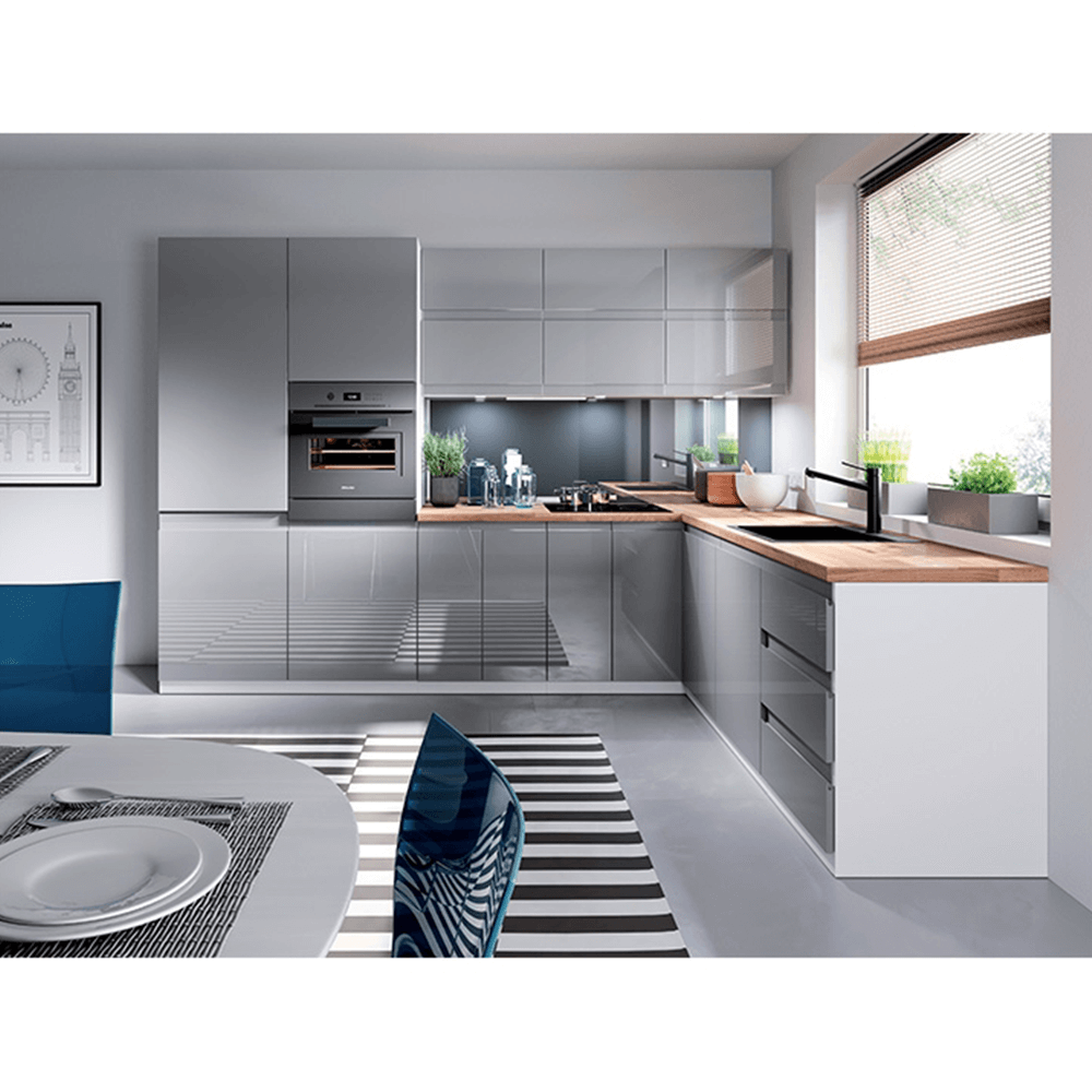 Horní skříňka, bílá / šedý extra vysoký lesk, AURORA G602F