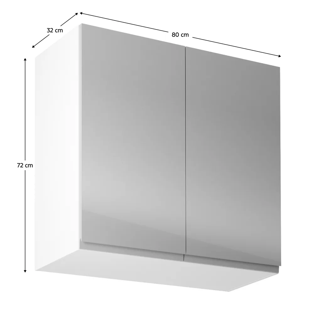 Horní skříňka, bílá / šedý extra vysoký lesk, AURORA G80