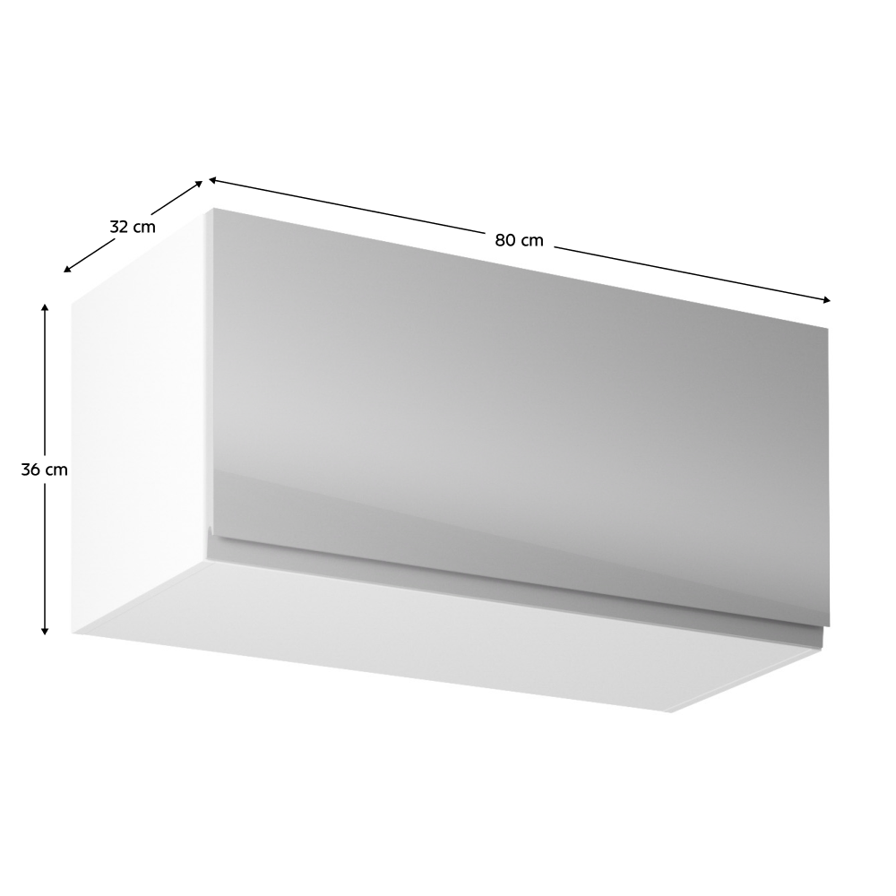 Horní skříňka, bílá / šedý extra vysoký lesk, AURORA G80K