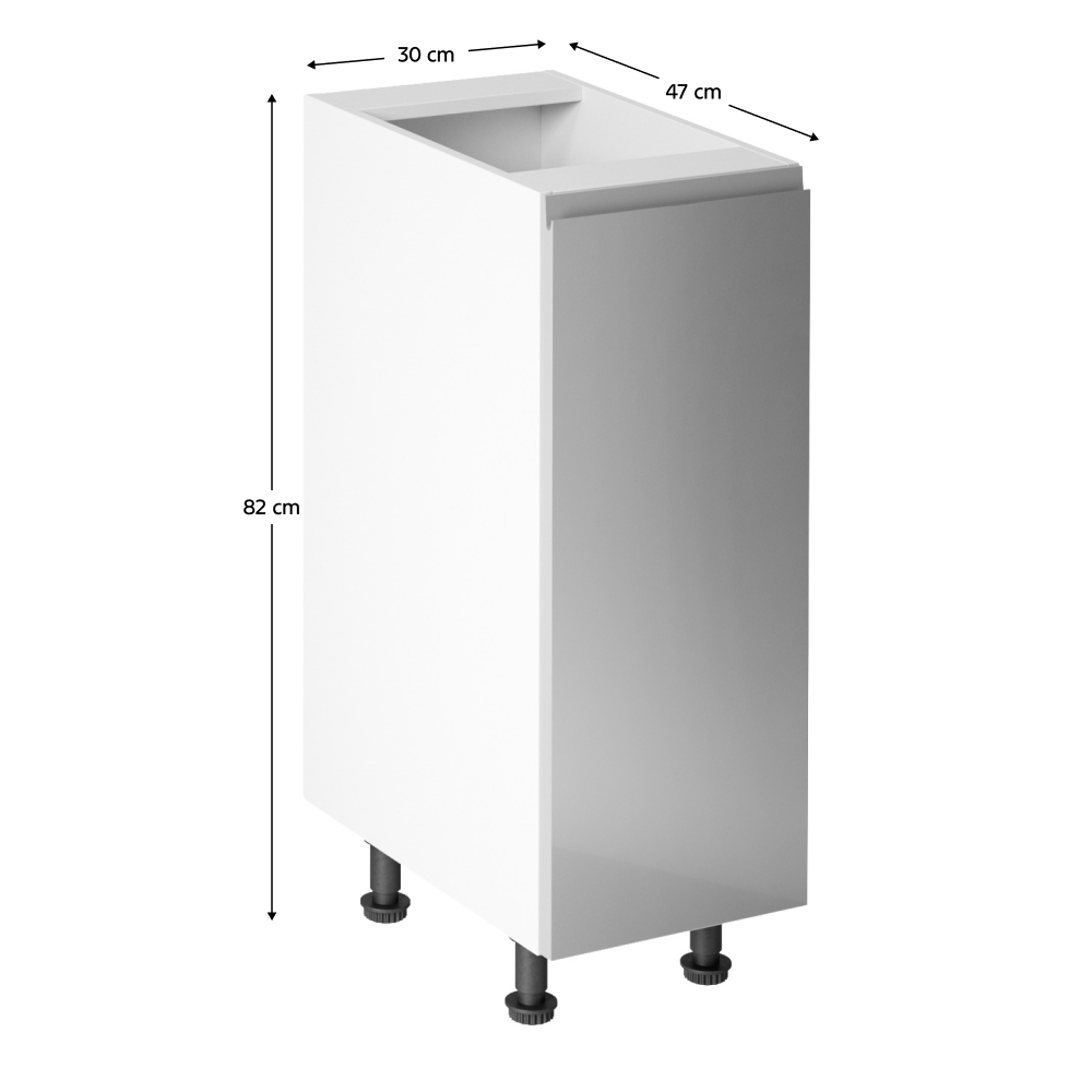 802/5000Spodní skříňka, bílá / šedá extra vysoký lesk, pravá, AURORA D30