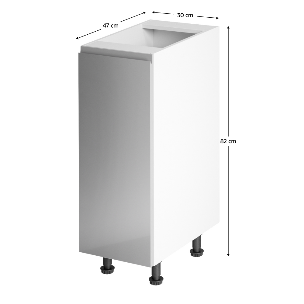 Spodní skříňka, bílá / šedá extra vysoký lesk, levá, AURORA D30