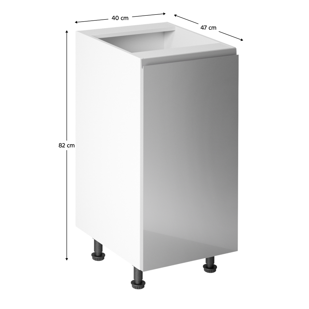 Spodní skříňka, bílá / šedá extra vysoký lesk, pravá, AURORA D40