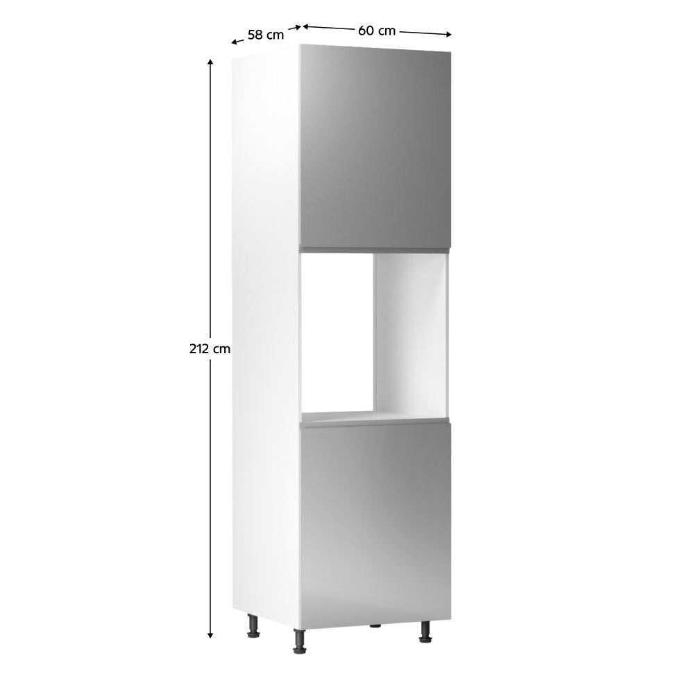 Potravinová skříňka, bílá / šedá extra vysoký lesk, pravá,  AURORA D60P