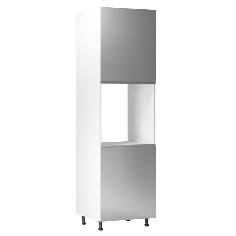 Potravinová skříňka, bílá / šedá extra vysoký lesk, pravá,  AURORA D60P