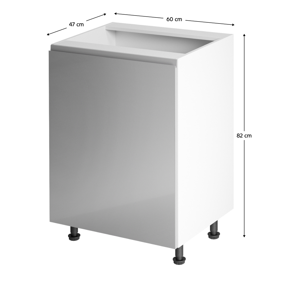 811/5000Spodní skříňka, bílá / šedá extra vysoký lesk, levá, AURORA D601F