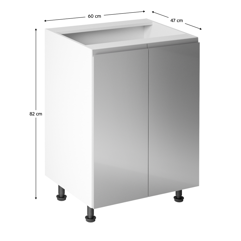 Spodní skříňka, bílá / šedá extra vysoký lesk, AURORA D602F