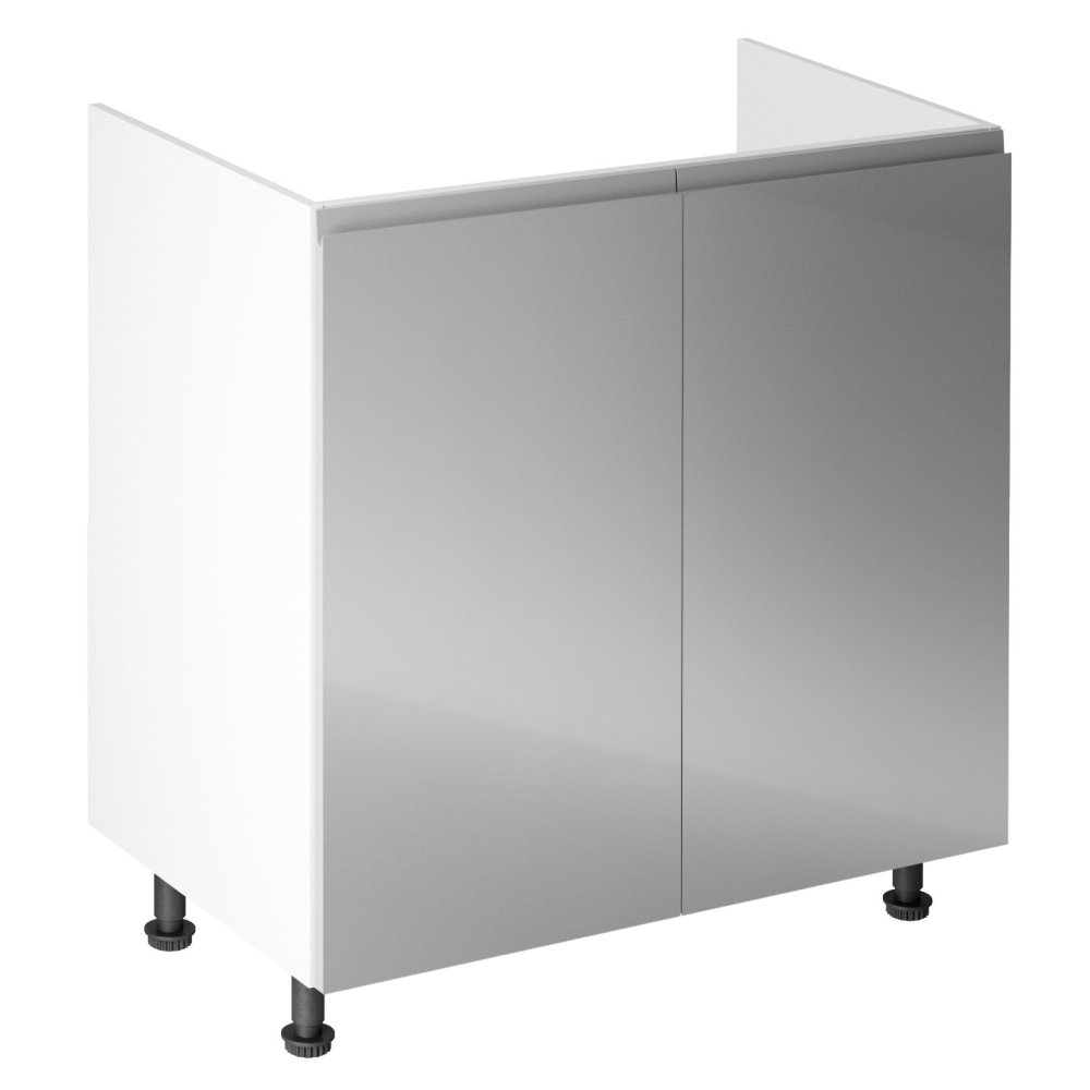 Dřezová skříňka, bílá / šedá extra vysoký lesk, AURORA D80Z