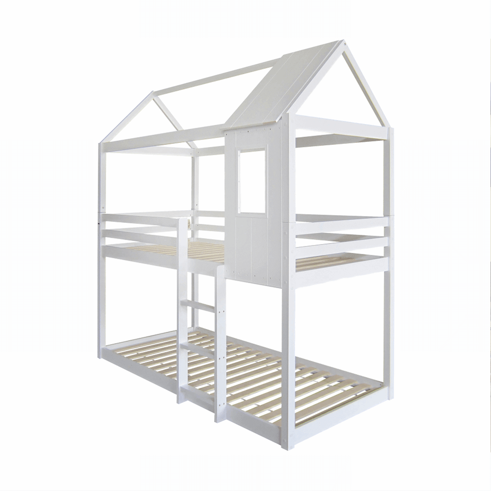 Montessori patrová postel, bílá, 90x200, Atrisa