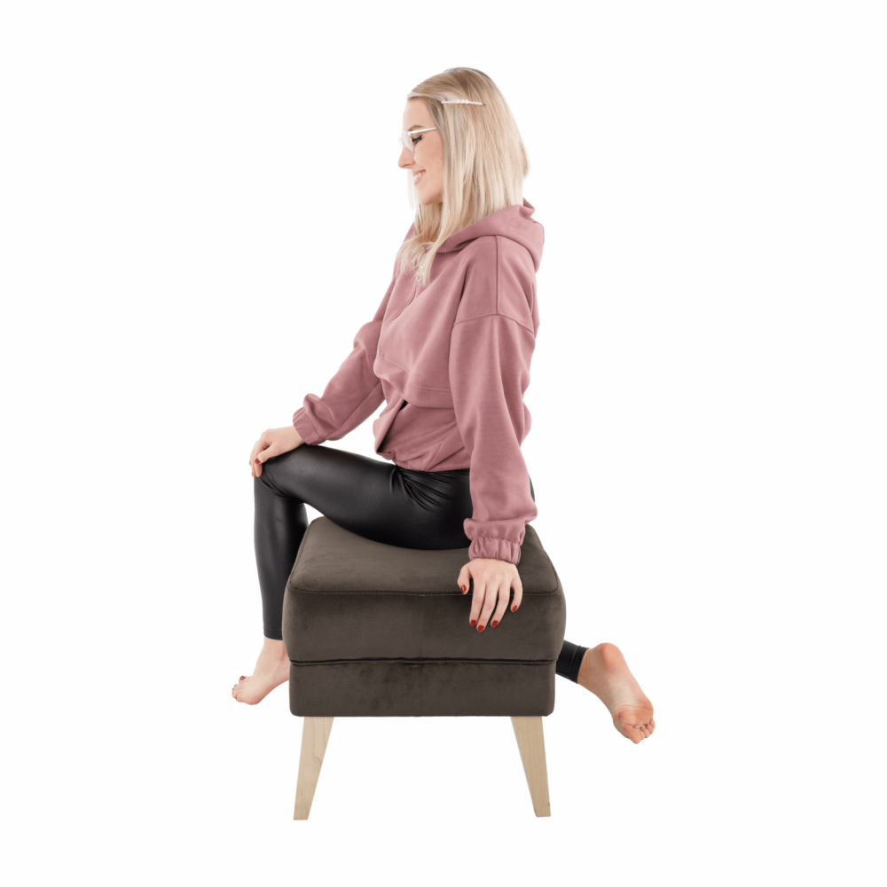 Taburet, taupe-šedohnědá / buk, RODEZA