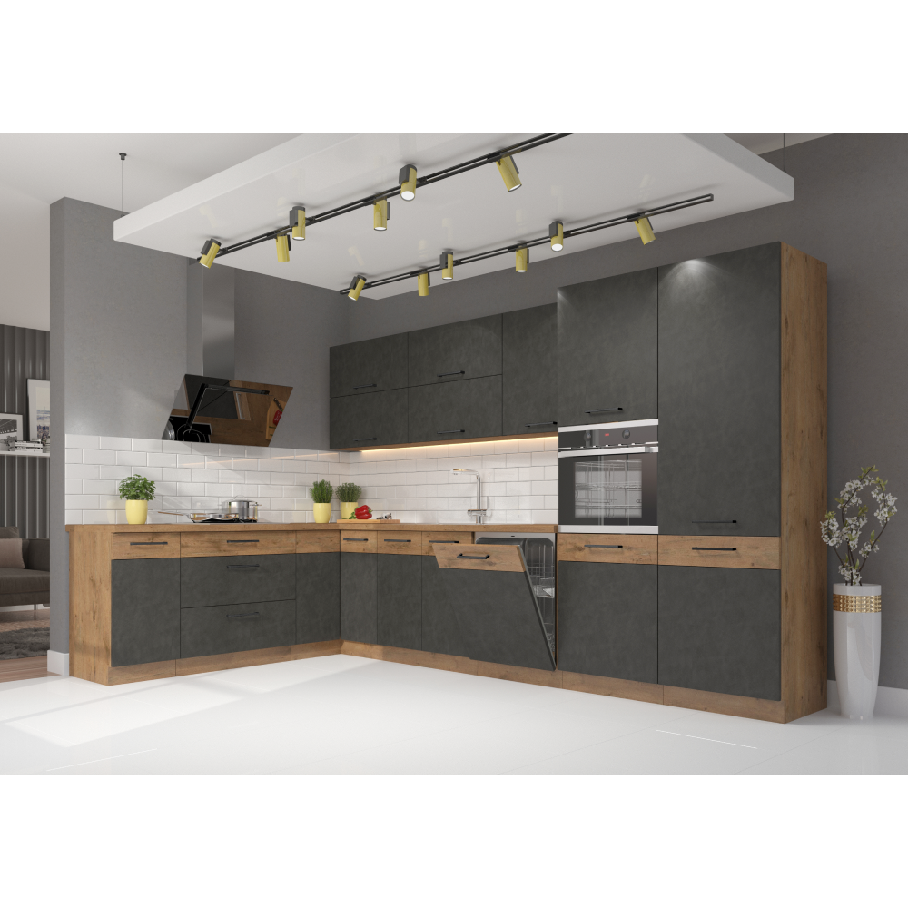 Dřezová skříňka, šedá matná / dub lancelot, VEGA 80 ZL 2F BB