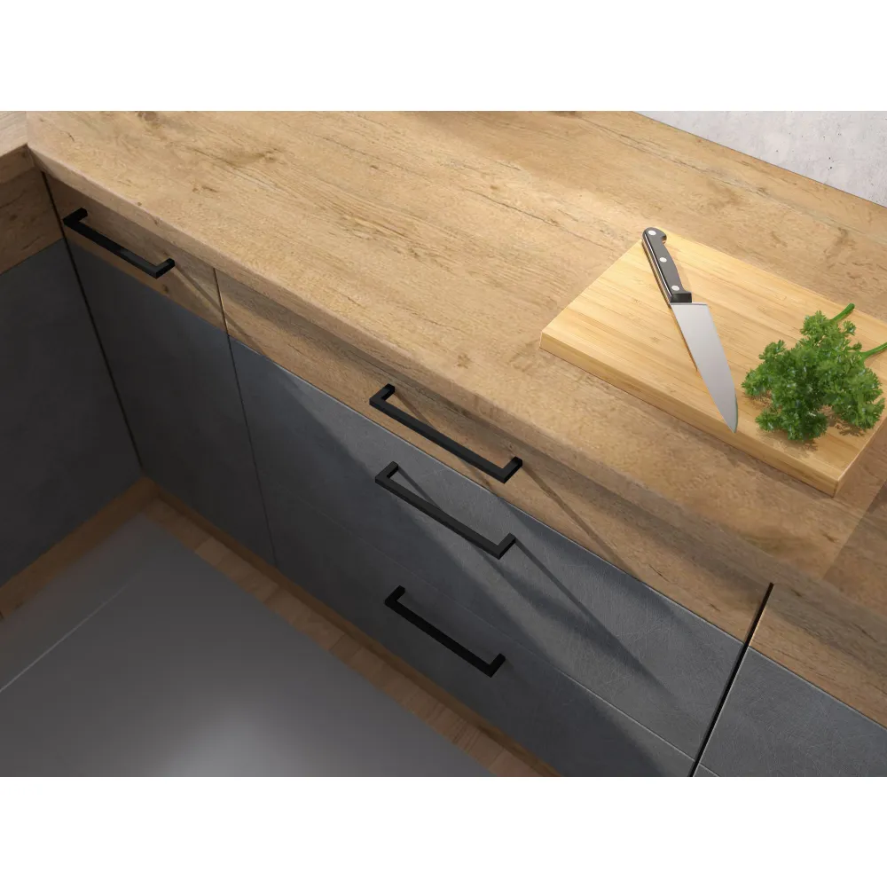 Spodní rohová skříňka, šedá matná / dub lancelot, VEGA 90x90 DN 1F BB