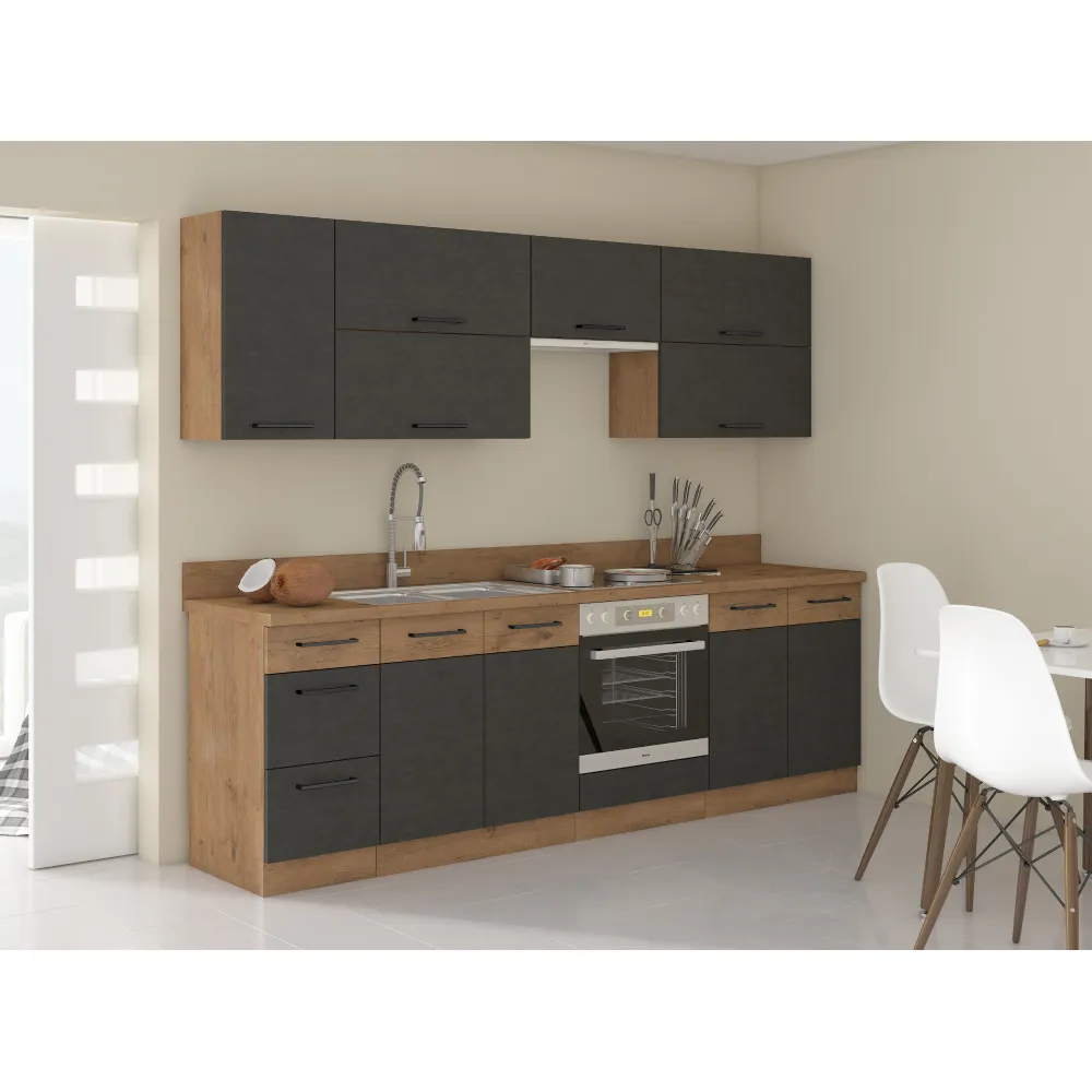 Spodní rohová skříňka, šedá matná / dub lancelot, VEGA 90x90 DN 1F BB