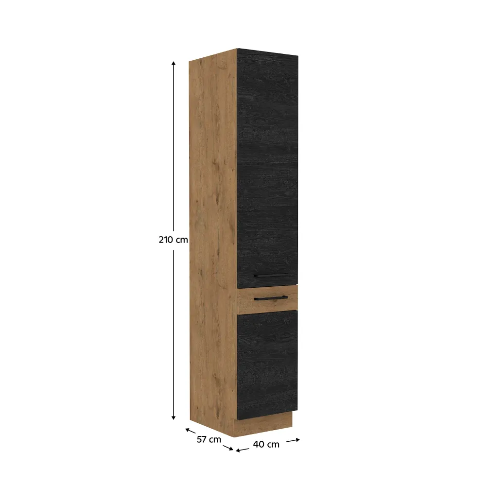 Vysoká skříňka, šedá matná / dub lancelot, VEGA 40 DK-210 2F
