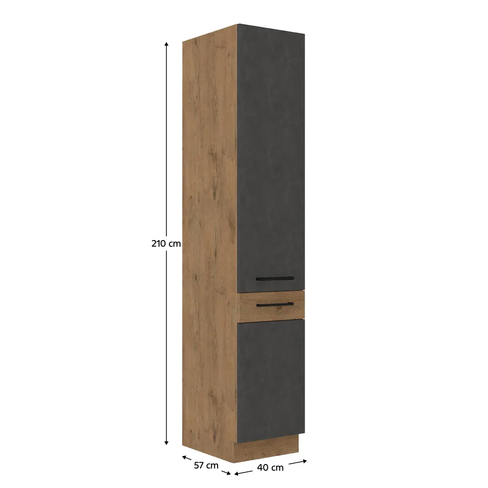 Vysoká skříňka, šedá matná / dub lancelot, VEGA 40 DK-210 2F