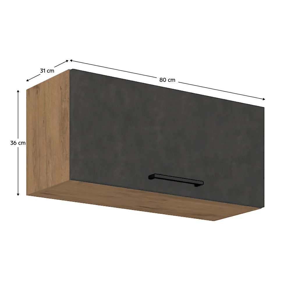 Horní skříňka, dub lancelot / šedá matná, VEGA 80 GU-36 1F