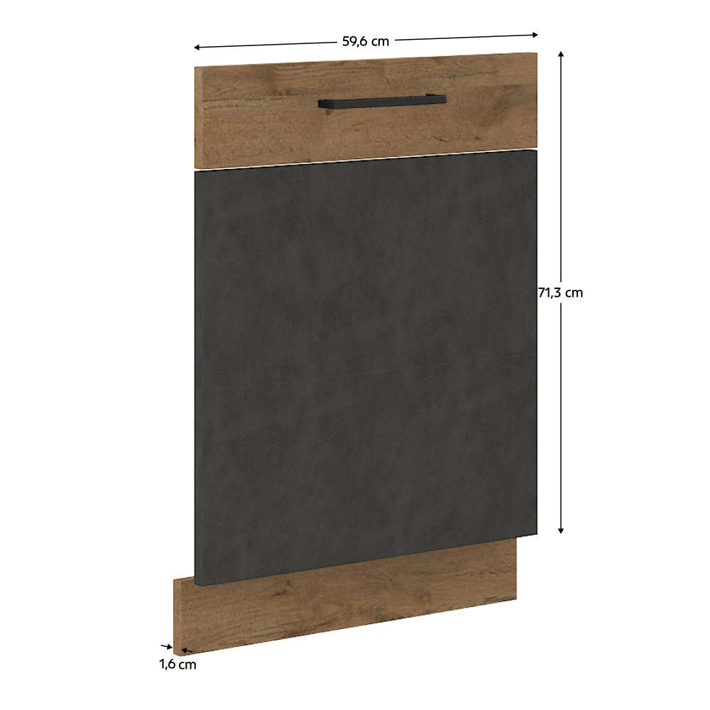 Dvířka na vestavnou myčku nádobí, šedá matná/dub lancelot, VEGA ZM 713x596