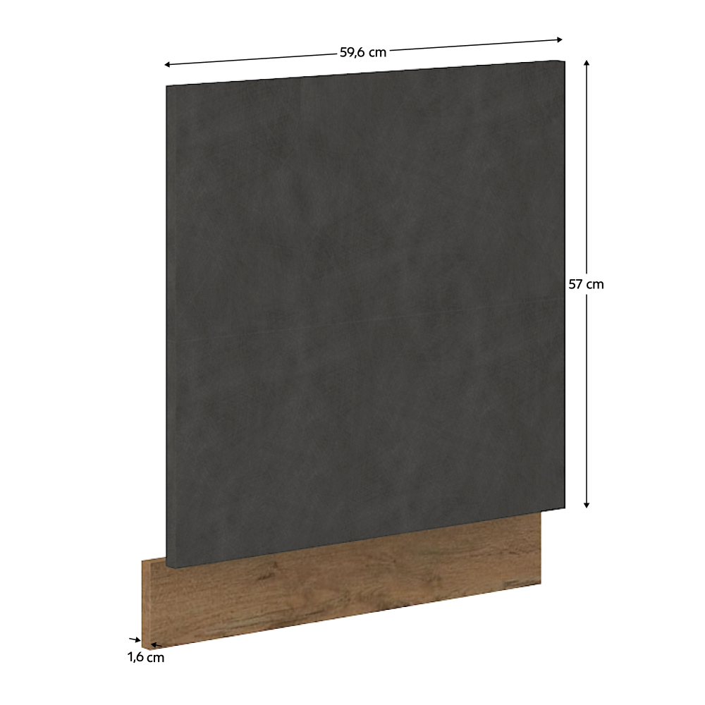Dvířka na vestavnou myčku nádobí, šedá matná/dub lancelot, VEGA ZM 570x596