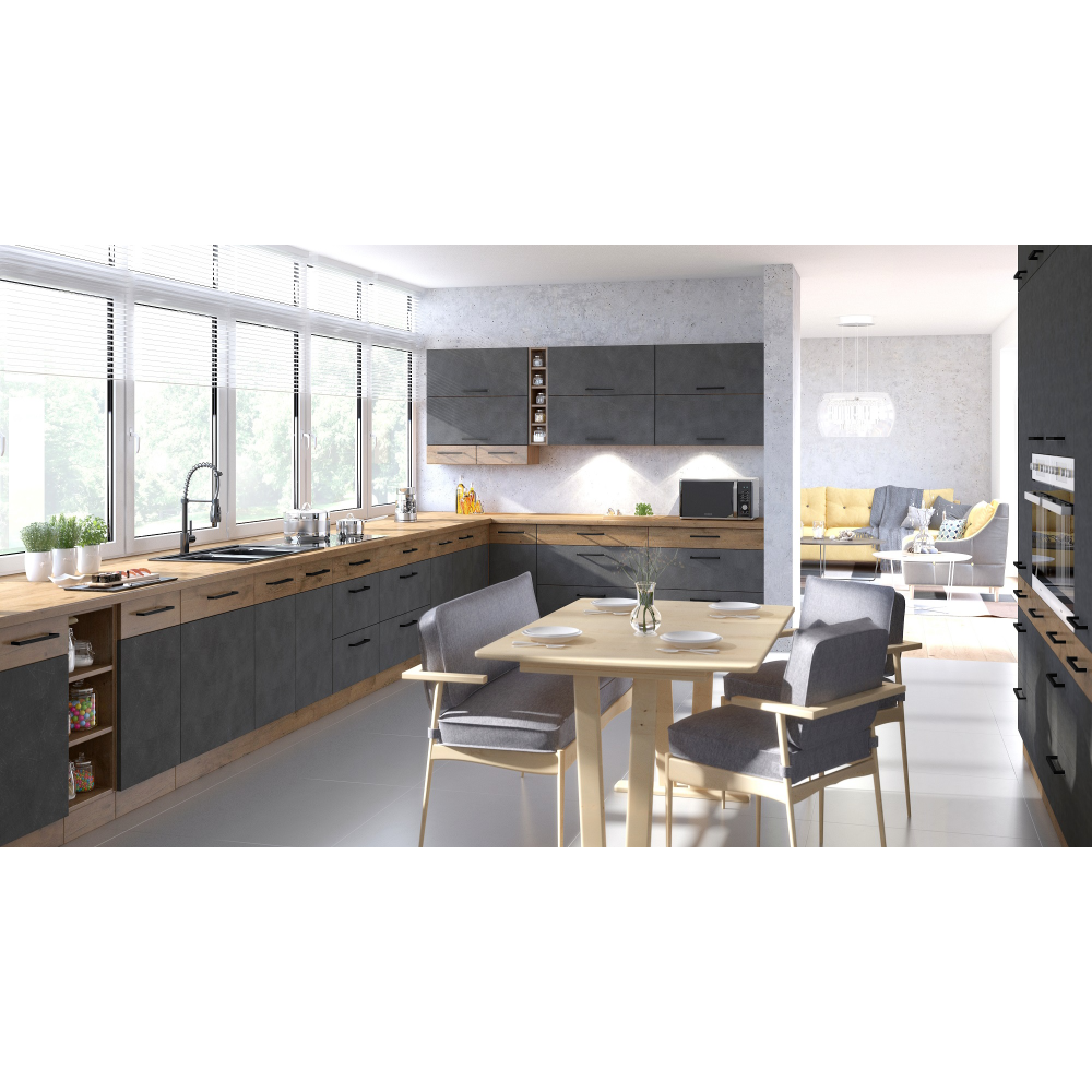 Dvířka na vestavnou myčku nádobí, šedá matná/dub lancelot, VEGA ZM 570x596