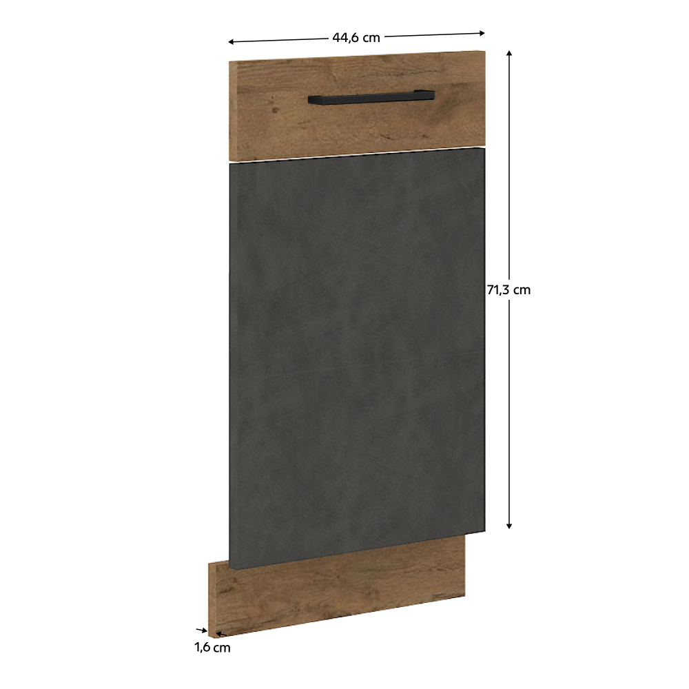 Dvířka na vestavnou myčku nádobí, šedá matná, VEGA ZM 713x446