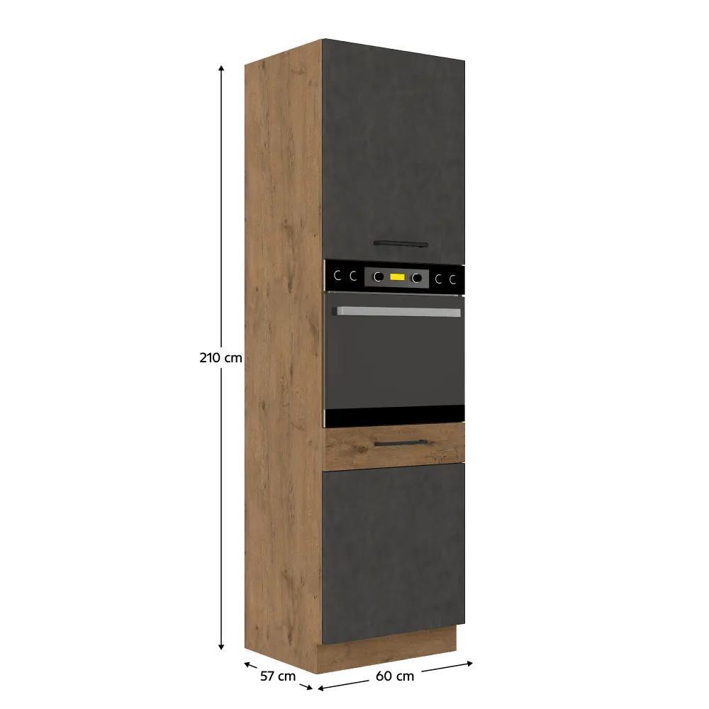 Vysoká skříňka, dub lancelot / šedá matná, VEGA 60 DP-210 2F