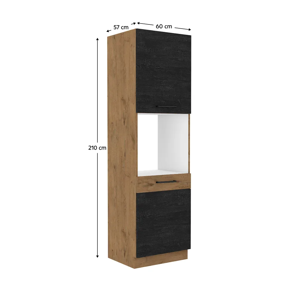 Vysoká skříňka, dub lancelot / šedá matná, VEGA 60 DP-210 2F