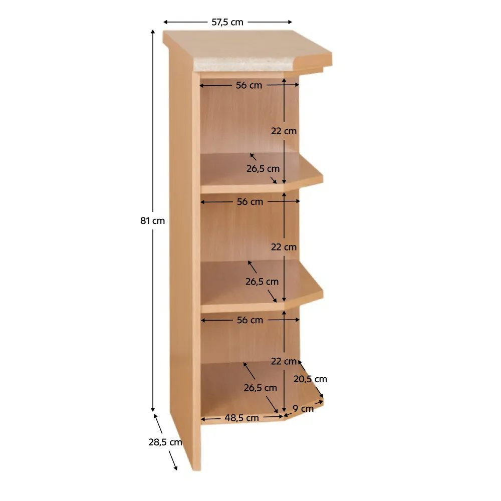 Kuchyňská skříňka, olše, pravá, LORA MDF NEW KLASIK S30N