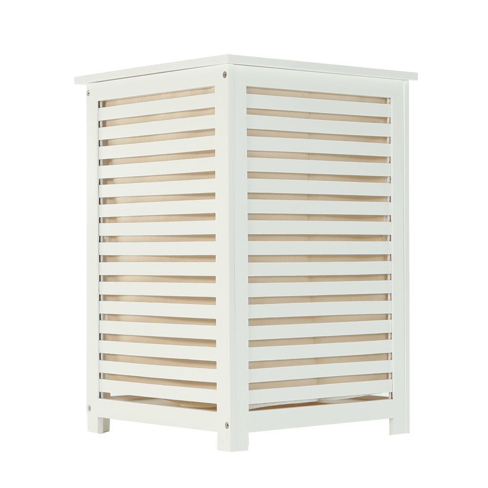 Koš na prádlo, lakovaný bambus/bílá/béžová, BASKET