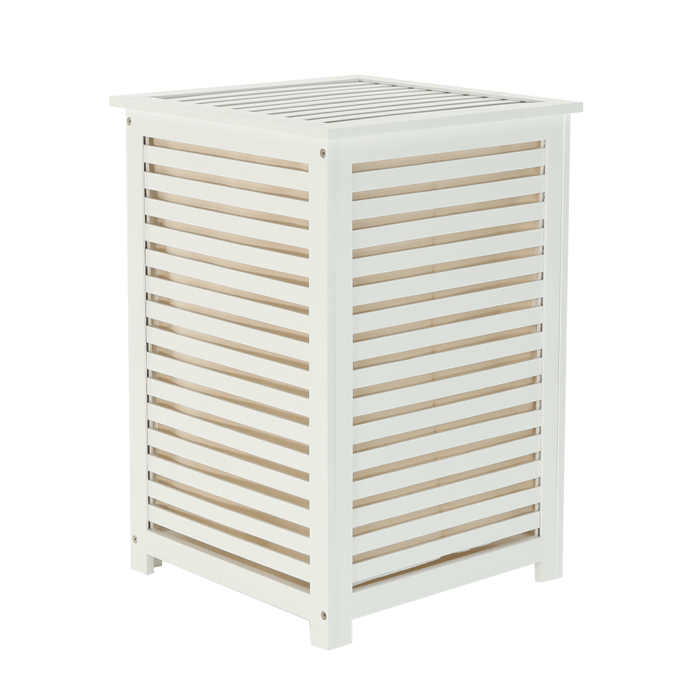 Koš na prádlo, lakovaný bambus/bílá/béžová, BASKET